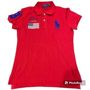 Polo Ralph Lauren Big Pony Red Shirt Men's Custom Fit Mesh USA Sz Small